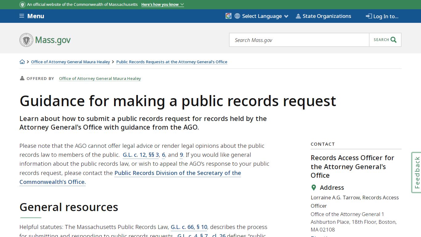 Guidance for making a public records request | Mass.gov